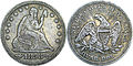 Liberty Seated quarter with arrows and rays, 1853