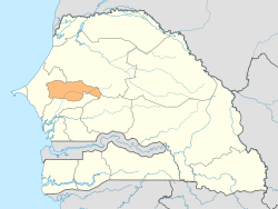 Diourbelin alue Senegalin kartalla.