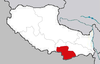 Location of Shannan Prefecture in the Tibet Autonomous Region