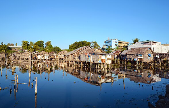 Shanty town on poles in Puerto Princesa City in the Philippines