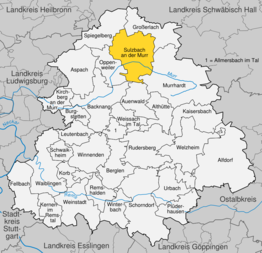Kaart van Sulzbach an der Murr