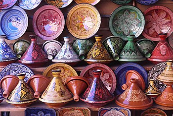 Tajines in a pottery shop in Morocco.jpg