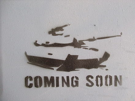 An anti-war Tank Stencil