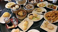 Dim sum served at a Chinese restaurant in Calgary, Alberta Tasty Noodle Dim Sum (14706931128).jpg