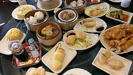 Dim sum served at a Chinese restaurant in Calgary, Alberta