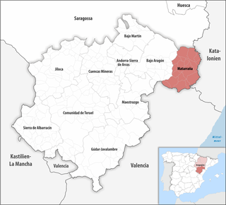 Die Lage der Comarca Matarraña in der Provinz Teruel