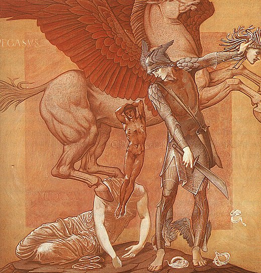 De geboorte van Pegasus en Chrysaor uit het bloed van Medusa, Edward Burne-Jones, 1876-1885