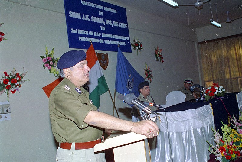 File:The Director General, Central Reserve Police Force (CRPF), Shri J.K. Sinha speaking at a get-together function organised for the Rapid Action Force (RAF) contingent of CRPF which is to leave for UN Peace Keeping Mission to.jpg