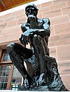 The Thinker statue, bronze, 1880 CE, by Auguste Rodin. The Burrell Collection, Glasgow, Scotland.jpg