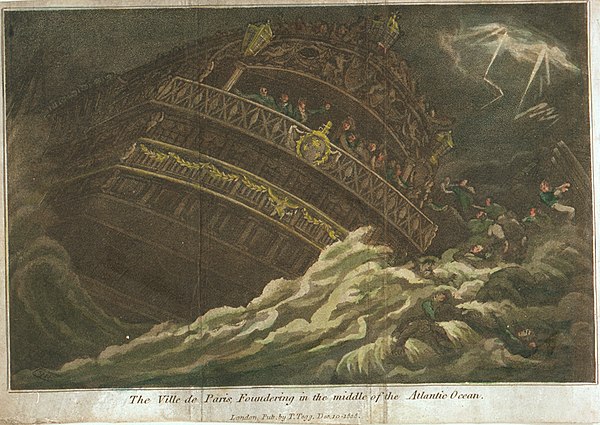 The Ville de Paris, foundering in the middle of the Atlantic Ocean