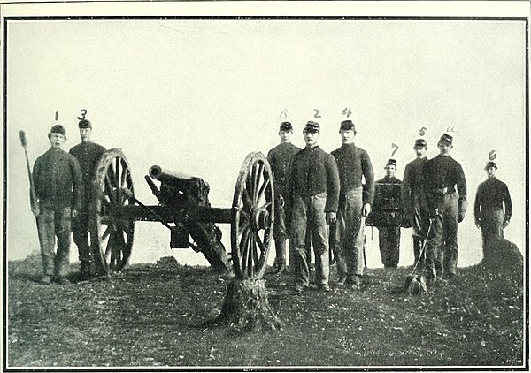 "A gun and gunners that repulsed Pickett's Charge" (from The Photographic History of the Civil War). This was Andrew Cowan's 1st New York Artillery Ba