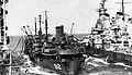 USS Cahaba (AO-82) fueling USS Iowa (BB-61) and USS Shangri-La (CV-38) in 1945.jpg