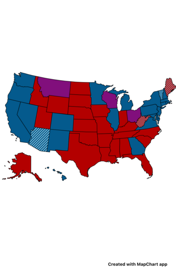 Map of the Senate composition by state and party