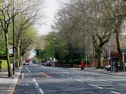 Upper Chorlton Road (looking northeast from the Wood Road inward bus stop)