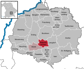 Poziția Walpertskirchen pe harta districtului Erding