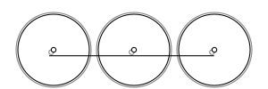 Diagrama de três rodas, todas acopladas com uma haste de acoplamento