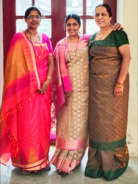 Women in Karnataka wearing Kodagu style sari.