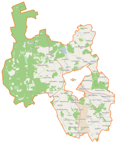 Mapa konturowa gminy wiejskiej Zambrów, w centrum znajduje się punkt z opisem „Stare Zakrzewo”