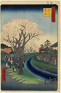 1. Kirschbäume am Tama-[Jōsui]-Deich [1856-02]