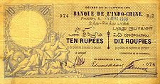 10 Rupi - Bank of Indo-China, Pondicherry şubesi (1875) .jpg