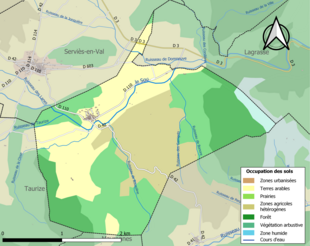 Barevná mapa znázorňující využití půdy.