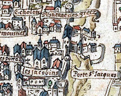La "porte Saint-Jacques" sul Plan de la Tapisserie (1540).