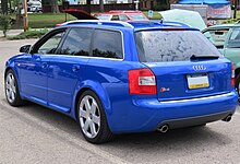 MY2005 Audi S4 (B6) Avant (US) 2005 Audi S4 Avant quattro, rear left (ISWC meet, July 15, 2023).jpg