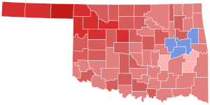 2008 United States Senate election in Oklahoma results map by county.svg