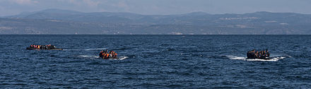 Inflatable boats have been used by refugees to cross the Aegean Sea from Turkey to Greece.