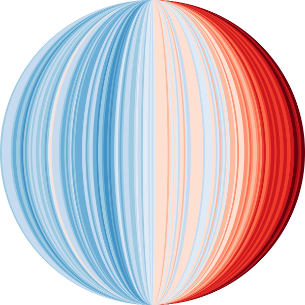 File:20210522 Warming stripes - longitudes - meridians on a globe - global warming.svg