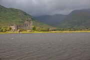 Kilchurn Castle in Scotland, as viewed from a near layby.