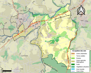 Barevná mapa znázorňující využití půdy.