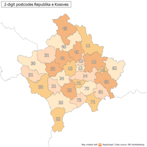 Post code areas. 2 digit postcode kosovo.png