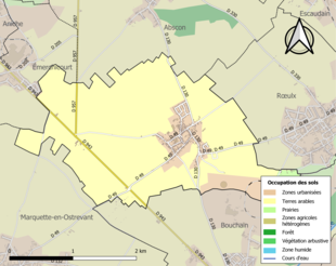 Kolorowa mapa przedstawiająca użytkowanie gruntów.