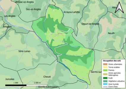 Barevná mapa znázorňující využití půdy.