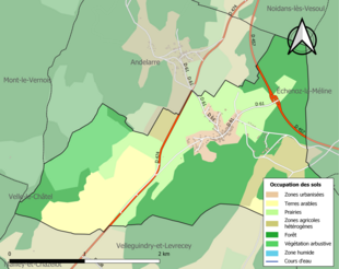 Kolorowa mapa przedstawiająca użytkowanie gruntów.