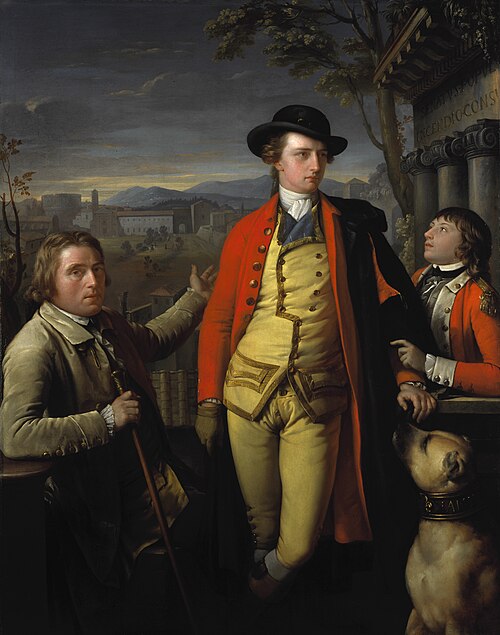 Portrait of Douglas Douglas-Hamilton, 8th Duke of Hamilton, in the company of Dr. John Moore and his son John Moore on Grand Tour by Gavin Hamilton, 1