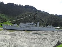 USS Ruchamkin (APD-89) (ARC Cordoba (DT-15)) on display at Jaime Duque Park, Tocancipa, Colombia ARC Cordoba (DT-15).jpg