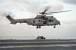 Miniatuur voor Bestand:A French air force EC-725 Caracal helicopter prepares to land aboard the aircraft carrier USS Harry S. Truman (CVN 75) during joint operations in the Gulf of Oman Jan. 3, 2014 140103-N-RY581-013.jpg