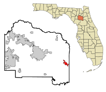 Alachua megye, Florida, beépített és be nem épített területek, Hawthorne Highlighted.svg