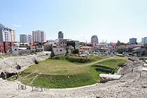 Panorama of Durres and its amphitheatre Amphitheatre of durres albania 2016.jpg