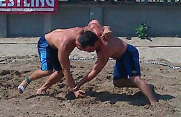 2010 USA Wrestling Beach Wrestling World Team Trials Anthony Gallton (left) vs Robert Teet (right) during USA Wrestling's 2010 World Team Trials for beach wrestling.jpg