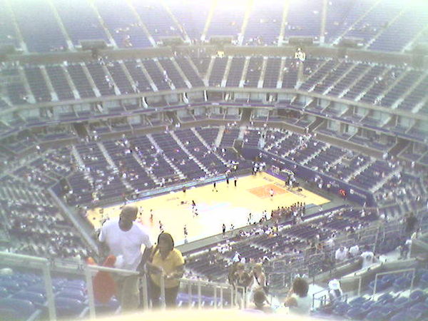 In July 2008, Arthur Ashe Stadium hosted its first professional basketball game played outdoors