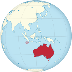 Australia on globe (Christmas Island special) (Southeast Asia centered).svg