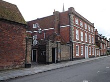 Bishop Wordsworth's School, No. 11 The Close. The cathedral spire is visible in the background. BWS-No11-The-Close.JPG