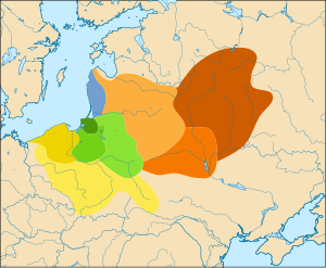 Baltic groups during the Early Iron Age (600-400 BC and later) based on archaeological finds, according to Gimbutas 1963.
.mw-parser-output .legend{page-break-inside:avoid;break-inside:avoid-column}.mw-parser-output .legend-color{display:inline-block;min-width:1.25em;height:1.25em;line-height:1.25;margin:1px 0;text-align:center;border:1px solid black;background-color:transparent;color:black}.mw-parser-output .legend-text{}
The Sembian-Notangian group
The west Masurian group, probably connected with the later Prussian Galindians
The east Masurian or Sudovian group (Jatvingian) group
The lower Neman and western Latvian group connected with the early Curonians (Kurshians)
The Brushed Pottery group ancestral to Lithuanians, Selians, Lettigallians and Semigallians
The 'Milograd' group of the 7th-6th centuries BCE.
The Plain Pottery culture to be identified with the easternmost Balts
The 'Face-urn' group of Pomerania and lower Vistula
Expansion area of the 'Bell-grave' group, successor of the 'Face-urn' group, in the 4th and 3rd centuries BCE Baltic cultures 600-200 BC SVG.svg