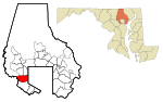 Baltimore County Maryland Incorporated and Unincorporated areas Woodlawn Highlighted.svg