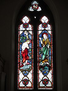 Our Lord's Baptism by John the Baptist, from Holy Trinity Church, Hurstpierpoint Baptistry window, Hurstpierpoint.JPG