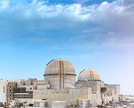 Unit 1 and unit 2 of Barakah nuclear power plant APR-1400 reactors in the United Arab Emirates