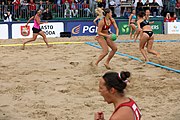 Deutsch: Beachhandball Europameisterschaften 2019 (Beach handball Euro); Tag 6: 7. Juli 2019 – Frauenfinale, Dänemark-Ungarn 2:0 (18:12, 23:22) English: Beach handball Euro; Day 6: 7 July 2019 – Women's Final – Denmark-Hungary 2:0 (18:12, 23:22)